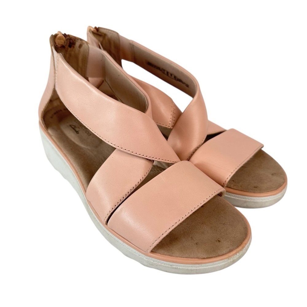 Clarks Jillian Rise Pink Comfort Walking Wedge Sandals Womens 9.5 Casual Euro 41